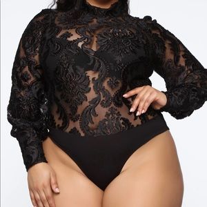 1 left NWT Black Most Praised Mesh Bodysuits, Sz L
